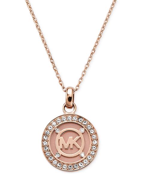 michael kors necklace rose gold blush pendant|Michael Kors rose gold bracelet.